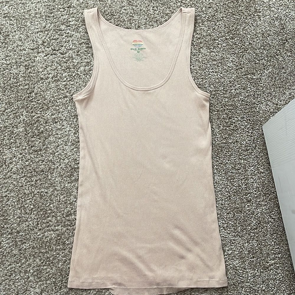 Old Navy Cream Fitted Sleeveless Tank Top